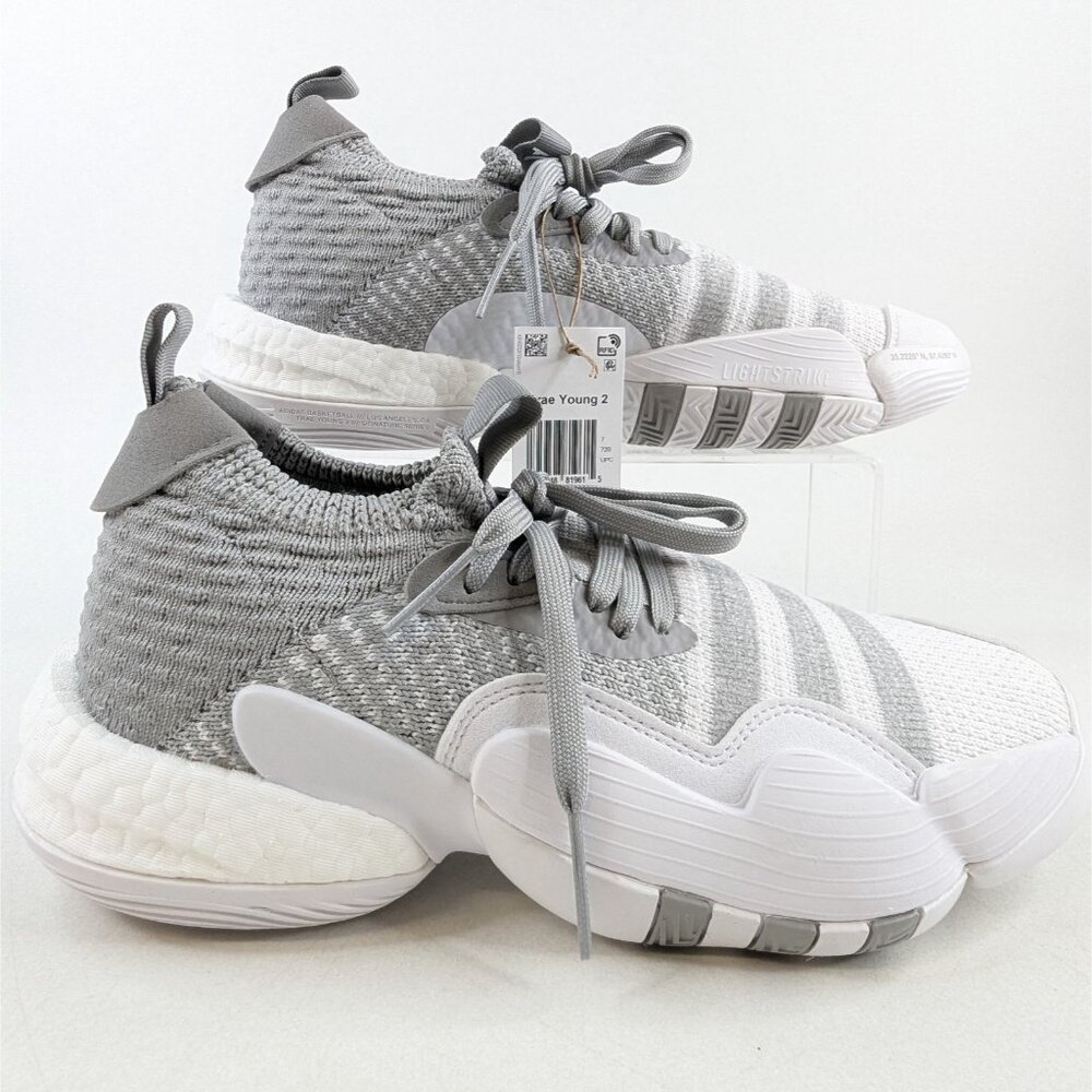 Adidas Trae Young 2.0 Basketball Shoes Grey White Men’s Size 7  -H03842 NEW - Picture 3 of 8
